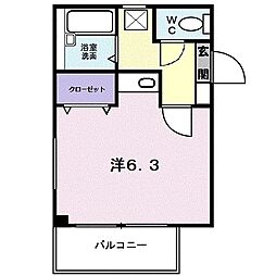 ディアコート ワンルームの間取図画像