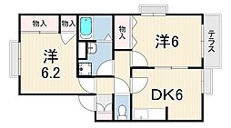 プレミール真野 2DKの間取図画像