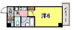 エスリード三宮第3 1Kの間取図画像