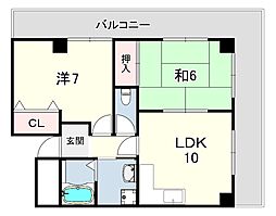 ビエント六甲1 2LDKの間取図画像