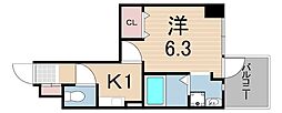 プリマベーラ神戸 1Kの間取図画像