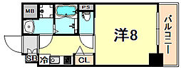 レジデンス三宮東GROU5 1Kの間取図画像