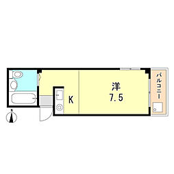 ウィルハウス ワンルームの間取図画像