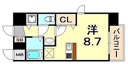 プレサンス三宮花時計前 1Kの間取図画像