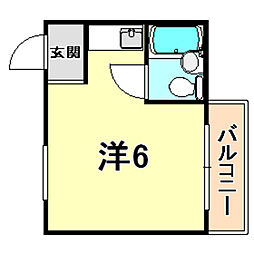 メゾン六甲 ワンルームの間取図画像