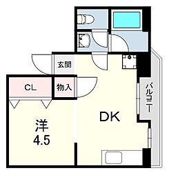 トーアハイツ 1DKの間取図画像