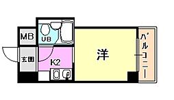 ネオダイキョー神戸元町 ワンルームの間取図画像