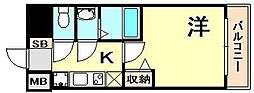 プレサンス三宮エレガンシア 1Kの間取図画像
