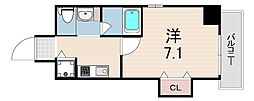 ビエント花隈 1Kの間取図画像