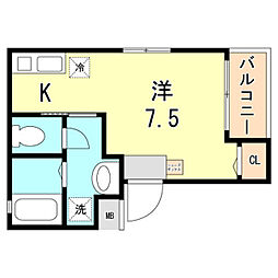 ワコーレヴィータ神戸上沢通サウス ワンルームの間取図画像