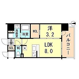 レオンコンフォートコウベハーバーウエスト 1LDKの間取図画像