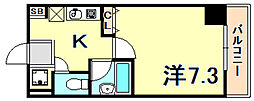 アルパ三宮 1Kの間取図画像