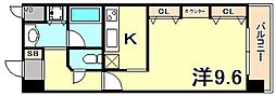 KAISEI新神戸第2WEST 1Kの間取図画像