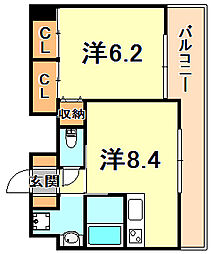 アスヴェル神戸駅前 1LDKの間取図画像