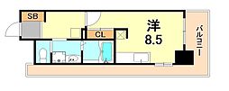 WillDo浜崎通 ワンルームの間取図画像
