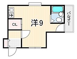 メゾンドゥロイ ワンルームの間取図画像