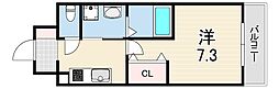 エヴァステージ神戸六甲 1Kの間取図画像