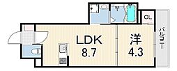 AXIA CITY 神戸松原 1LDKの間取図画像