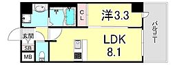 プレサンスブルーム新神戸 1LDKの間取図画像