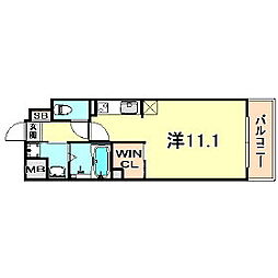 アドバンス三宮ウィングロード ワンルームの間取図画像