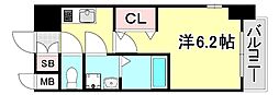 エスリード神戸兵庫駅アクアヴィラ 1Kの間取図画像