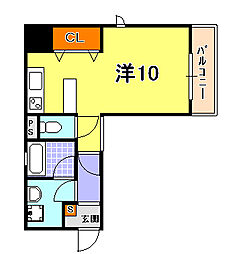 メゾンアイリス ワンルームの間取図画像