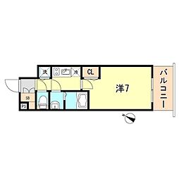 プレサンス三宮ポルト 1Kの間取図画像
