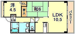 エリム摩耶 2LDKの間取図画像