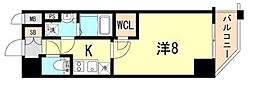 エスプレイス神戸ハーバーランド 1Kの間取図画像
