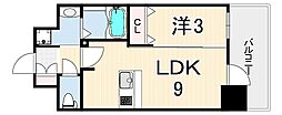 プレサンス神戸水木通ルミエス 1LDKの間取図画像