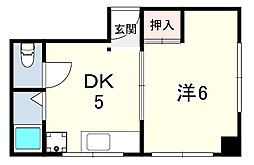 為井ビル 1DKの間取図画像