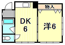 天野マンション 1DKの間取図画像