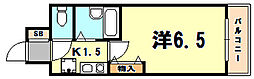 エスリード三宮フラワーロード 1Kの間取図画像