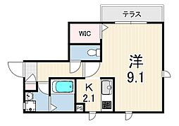 エスコート山根 1Kの間取図画像