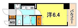 プレサンス神戸三宮 1Kの間取図画像