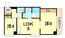 サンビルダー青谷 2LDKの間取図画像