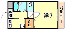 アビテ六甲 1Kの間取図画像