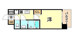 ララプレイス神戸西元町 1Kの間取図画像