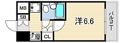藤和シティコア神戸中道通 ワンルームの間取図画像