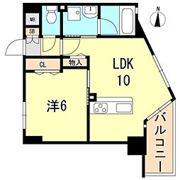プリオーレ神戸大開通 1LDKの間取図画像