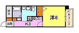 ドミール春日野道-N- 1Kの間取図画像