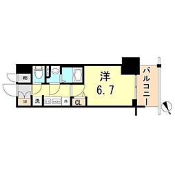 プレサンスTHE神戸 1Kの間取図画像
