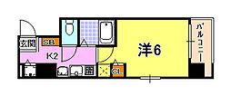 プレサンス三宮東アルバーナ 1Kの間取図画像