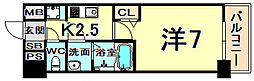 プレサンス三宮東フィール 1Kの間取図画像