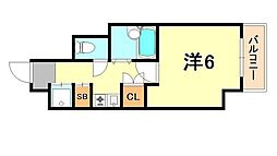 S-FORT神戸三宮北 1Kの間取図画像
