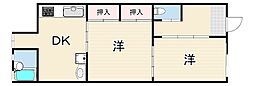 灘中央ビル 2DKの間取図画像