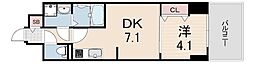 プレサンス神戸セレスティア 1DKの間取図画像