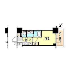 エスリード神戸レジデンス 1Kの間取図画像