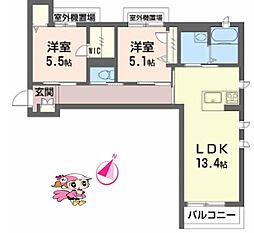 JR牟岐線 阿波富田駅 徒歩13分の賃貸マンション 3階2LDKの間取り