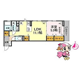 グランディール南佐古 1LDKの間取図画像